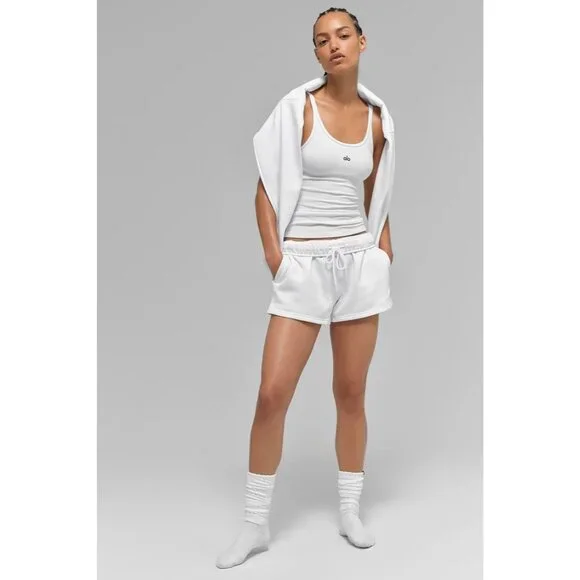 Alo Yoga Accolade Shorts in White - Picture 2 of 5